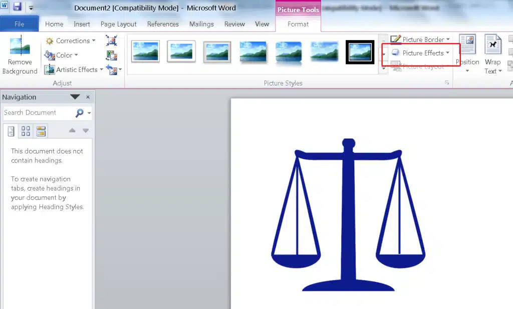 Add a drop shadow to a logo in Microsoft Word to create a 3D effect