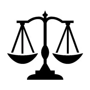 The scale of justice in black and white is plain and overdone for law firm website logos