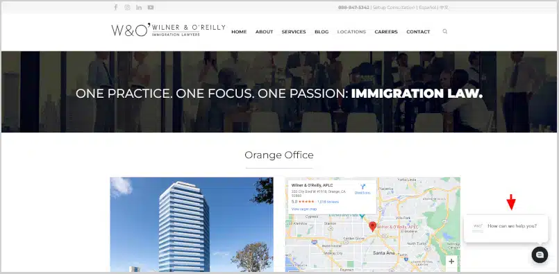 Live Chat for Law Firms Immigration W&O