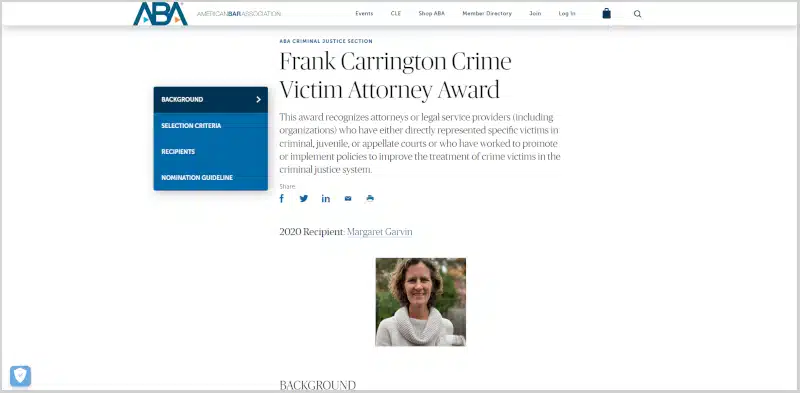 Frank Carrington Crime Victim Attorney Award