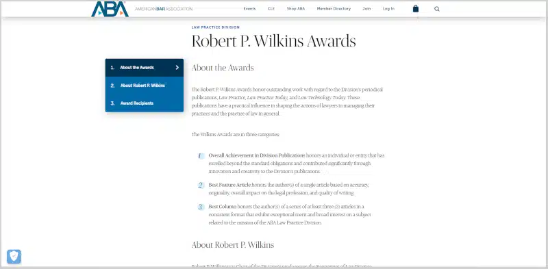 robert p wilkins awards