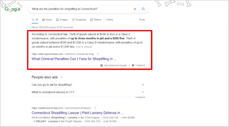 featured snippet for law firms
