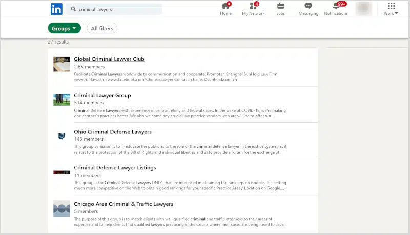 criminal lawyer groups LinkedIn