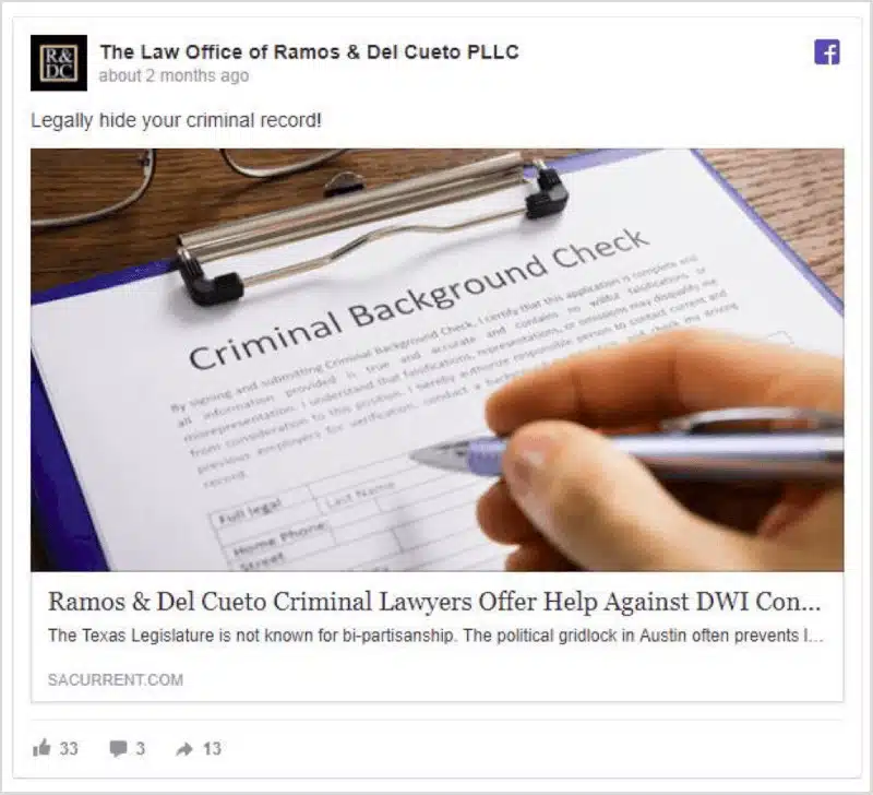 facebook ad criminal defense