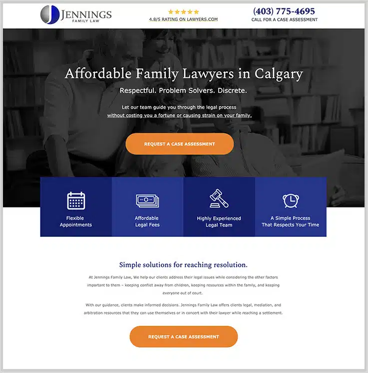 family law firm landing page