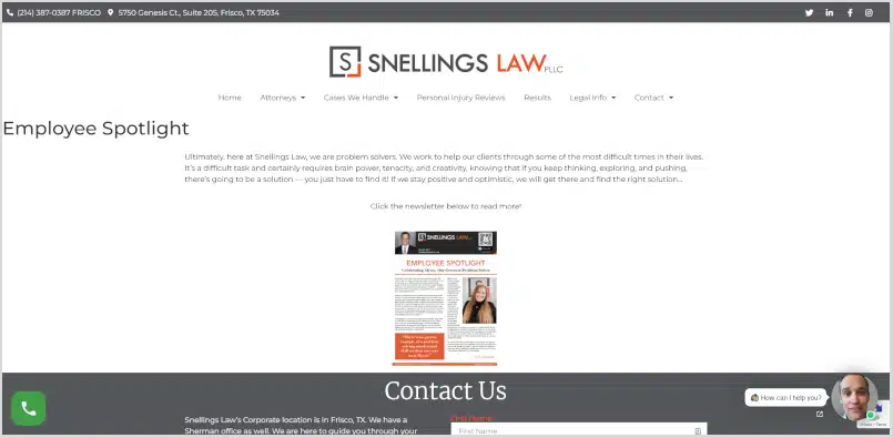 Law Firm Newsletter Employee Spotlight