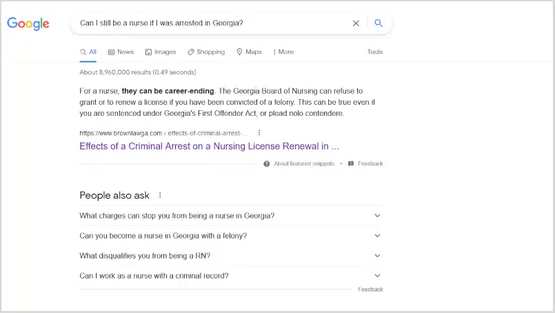 Criminal Defense Lawyer Marketing Featured Snippet
