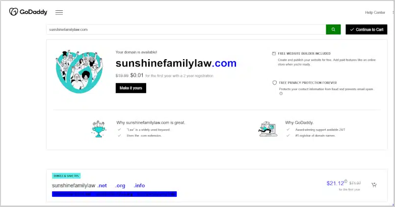 Law Firm Domain Names GoDaddy Check
