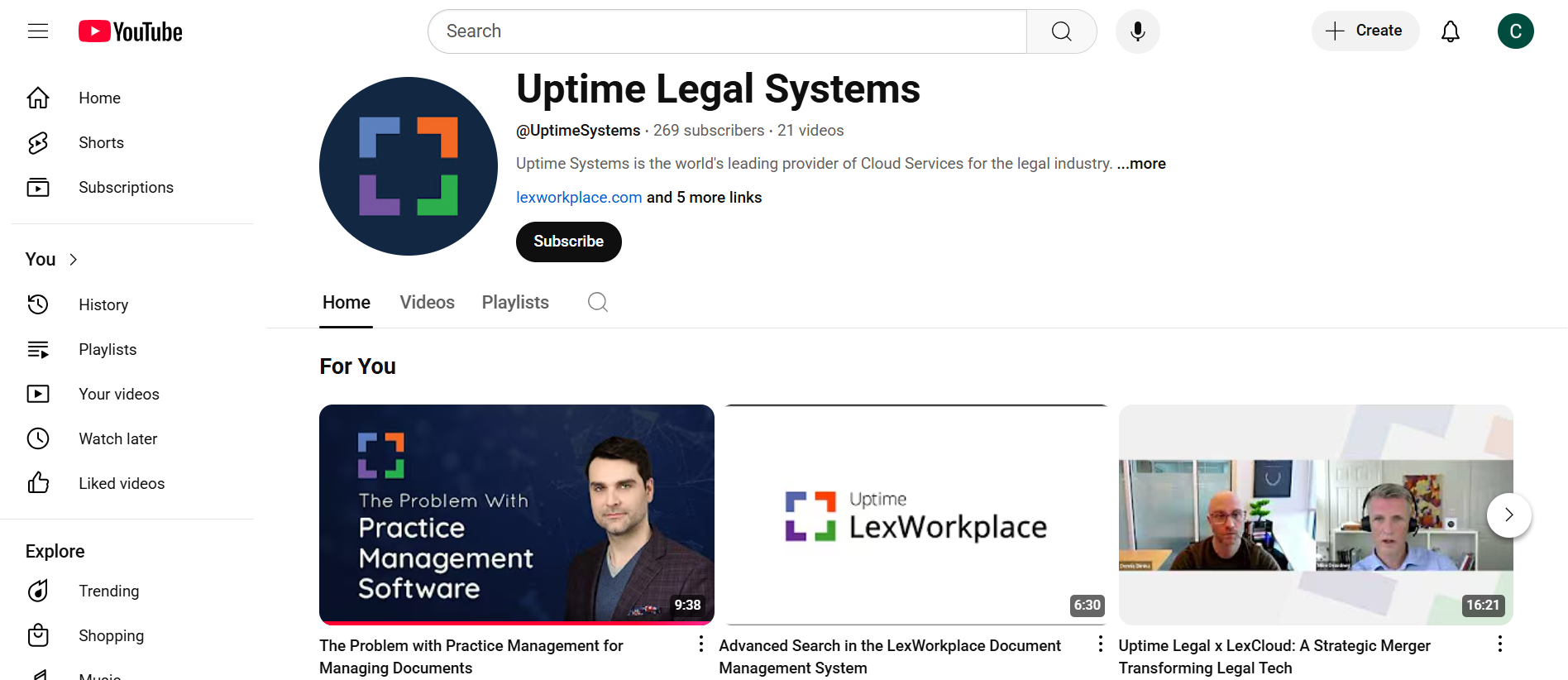 Uptime Legal YouTube